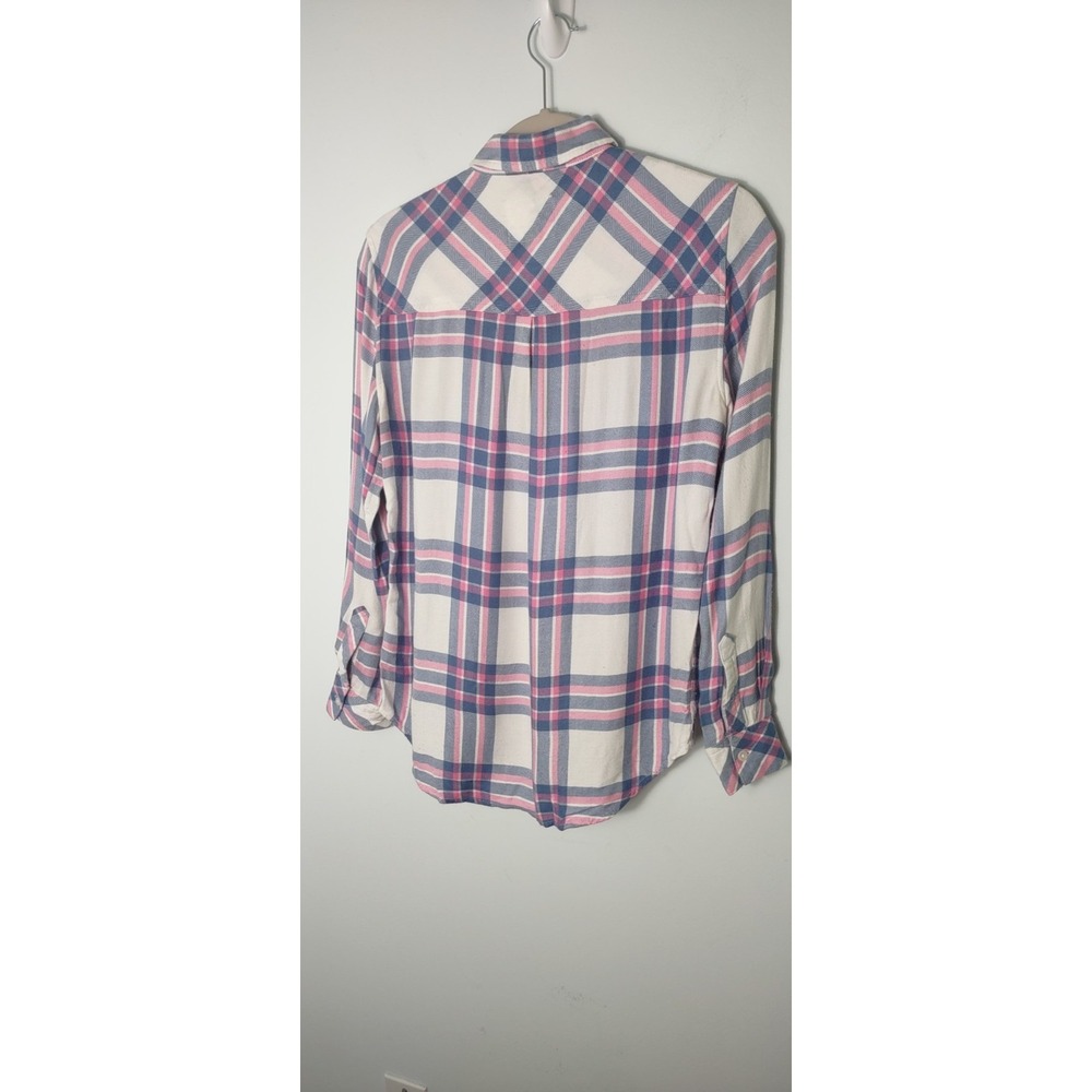Rails Hunter Plaid Woven Rayon Button-Up Shirt Collared Long Sleeve Cowgirl XXS - Picture 2 of 6